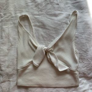 abercrombie tie front off white sweater tank